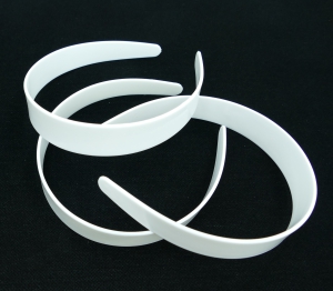 White Plastic Head Band. 1 Inch Wide (12 Head Band Per Lot)